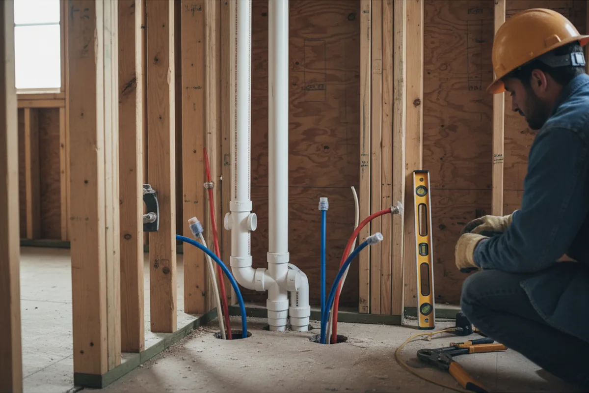 Drain and supply rough-in during Sump Pump Repair in Kualapuu